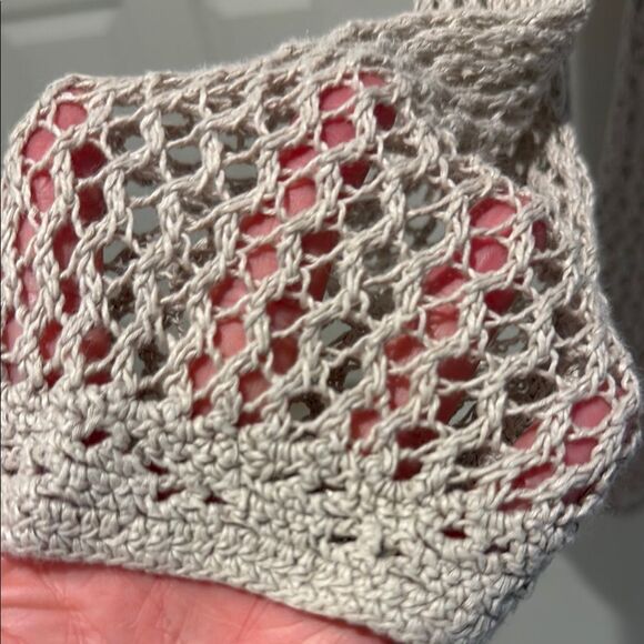 Tommy Bahama Tan Crochet Knit Blouse size small - Picture 4 of 9